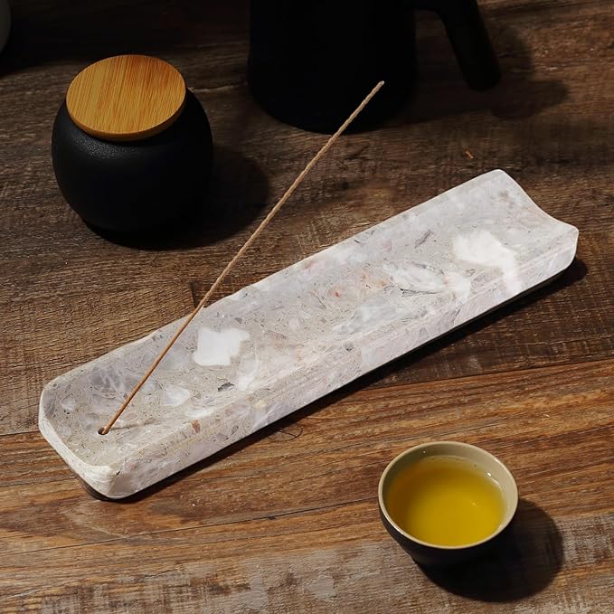 Koville Marble Incense Holder, Incense Holder for Sticks, Incense Sticks Holder Ash Catcher for Meditation Yoga SPA, Natural Stone Incense Burner, Home Table Decor (Grey)