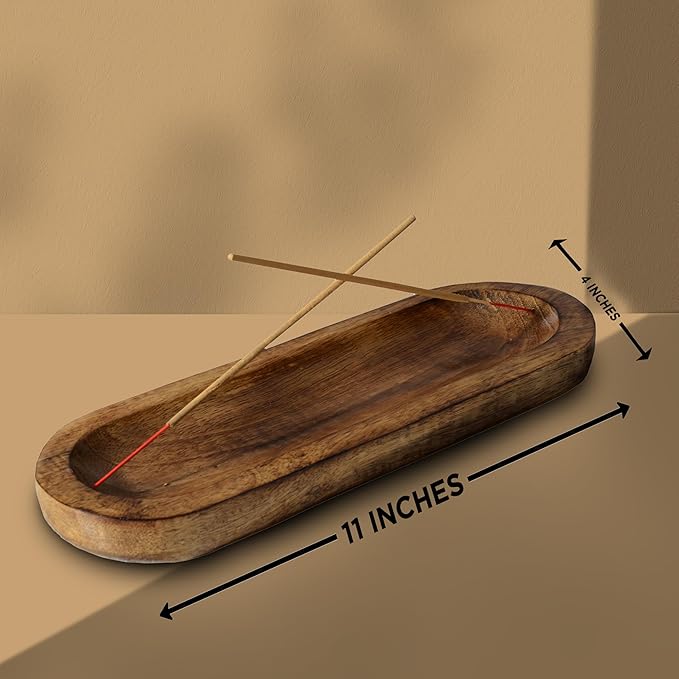 raajsee Wooden Brown Incense Holder -Incense Burner Holder –Ash Catcher - Incense Stick Holder - Meditation & Yoga - Great Gift for Any Occasion Size 11x4 inch