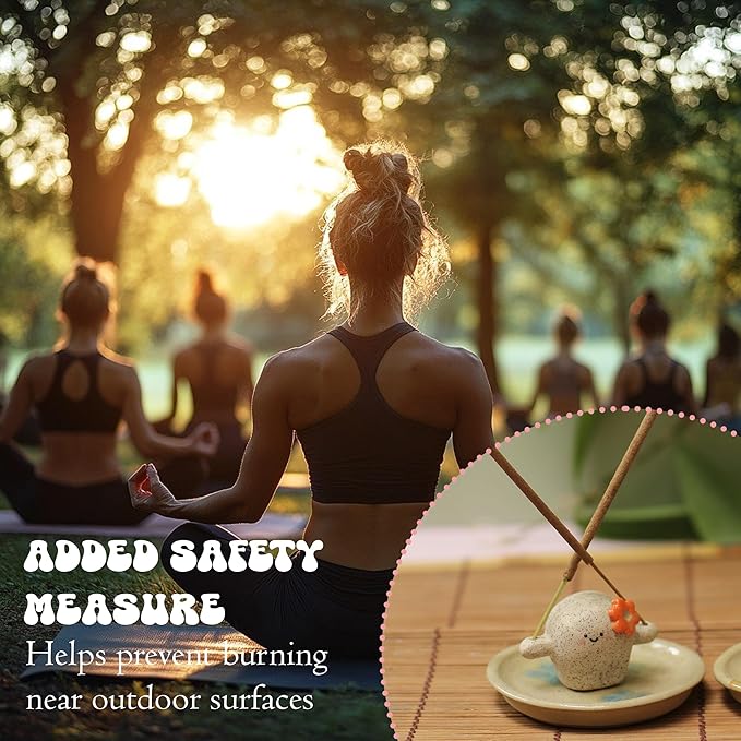 Handmade Ceramic Incense Holder for Sticks, Incense Plate for Stick with Ash Catcher Anti-ash, Incense Burner for Meditation Yoga Spa Aromatherapy Home Room Decor Easily Grab Ash