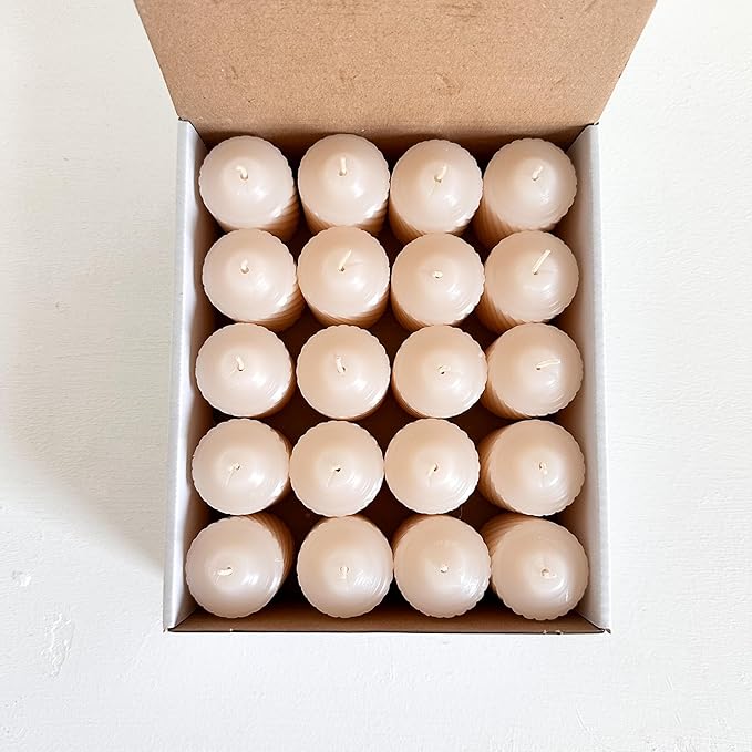 Unscented Votive Candles, Clean-Burning Votive Candles, Long-Lasting 14-16 Hour Burn Time, Ideal for Weddings, Home Décor, Spa, and Events, Made in USA, Box of 20, Ivory