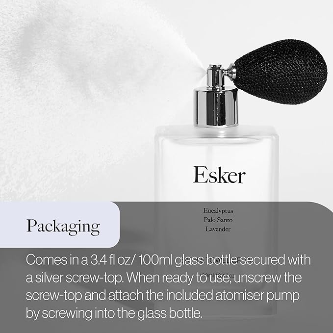 Esker - Natural Eucalyptus Towel + Linen Spray | Clean, Vegan Home Fragrance + Aromatherapy (3.4 fl oz | 100 ml)