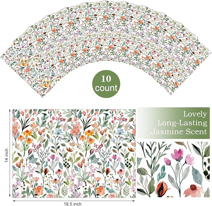 10 Sheets Drawer Liners for Dresser Scented Drawer Liners Non Adhesive Scented Paper for Fragrant Home Shelf Closet(Lavender,Colorful Pattern)