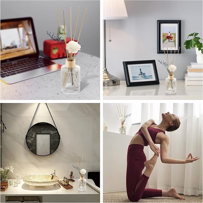 VFULIE 100PCS Cane Diffuser Sticks, 10 Inch Natural Rattan Wood Sticks Essential Oil Aroma Diffuser Sticks Refill Replacement for Aroma Fragrance (Violet)