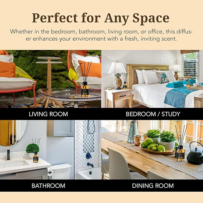 Mango Reed Diffuser Sticks and Bottle - Tropical-Scented Reed Diffusers for Home, Bathroom, Bedroom, Office - Luxury Home Fragrance Products & Decor - Long-Lasting Scent - 3.72 fl oz