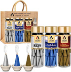 The Aroma Factory Organic Incense Dhoop Cones 3x30 Cones Jute Gift Set with Holder (Exotic Healing)
