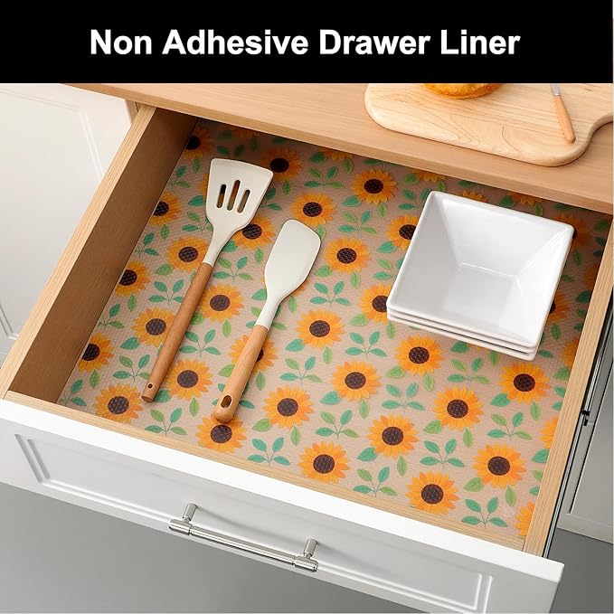 Cooyes Shelf Liner – Premium Non-Adhesive Cabinet & Drawer Liner for Kitchen – Waterproof Shelf Paper with Modern Pattern – Durable EVA Cabinet Mat – Easy to Cut