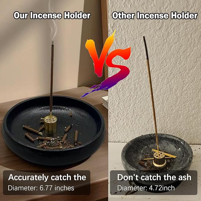 4 in 1 Natural Marble Incense Holder,Incense Holder for Sticks with Adjustable Angle, Incense Stick Holder with Ash Catcher,Stick Incense Burner,9 Holes Suitable for Most