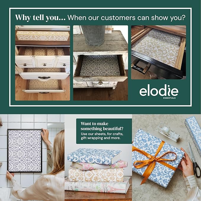 Scented Drawer and Shelf Liners - Vintage Charm - Six (6) Large 14 x 19.6 Inch Sheets - Non-Adhesive Paper Sheets for Closet Shelves and Dresser Drawers - (Vintage Paris)