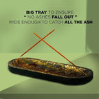 Hand Carved Incense Holder-Incense Burner/Ash Catcher/Handmade Wooden Insence Tray – Modern Gift Home/Room/Seven Chakra Blue Gold Kitchen Décor Size 11x4x1.5 Inches