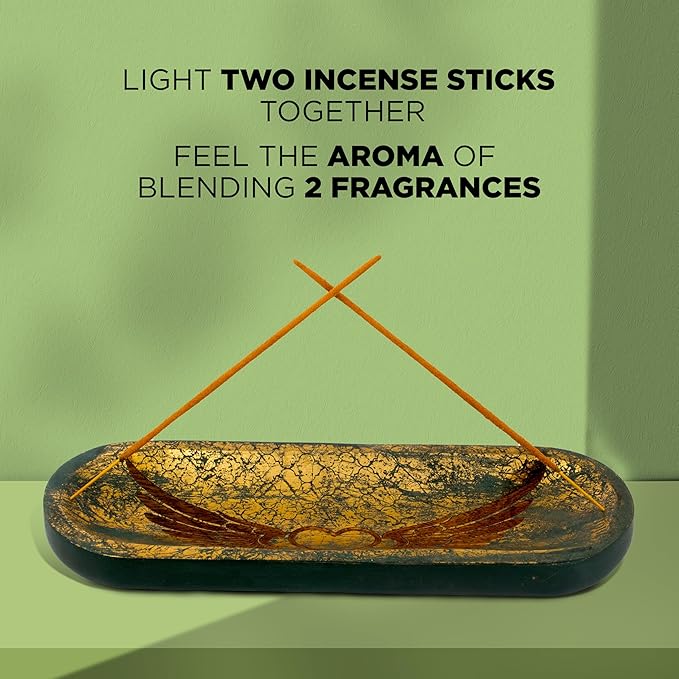 raajsee Incense Holder Hand Carved-Incense Burner Holder –Ash Catcher - Incense Stick Holder - Meditation & Yoga - Great Gift for Any Occasion Size 11x4 inch