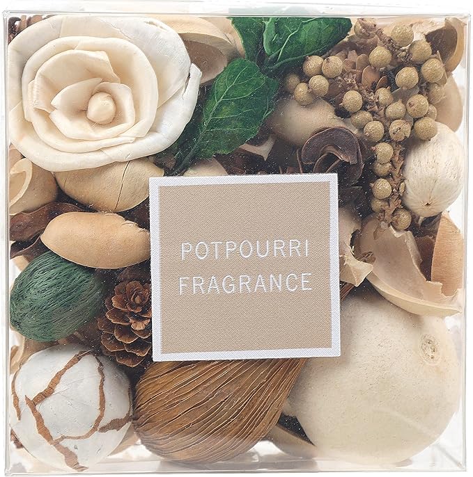 Qingbei Rina Potpourri Dried Flowers,Peach Scented Decorative Potpourri Bowl Filler,Vase Filler,Home Fragrance Smell,Bathroom Decor,14 oz(White)