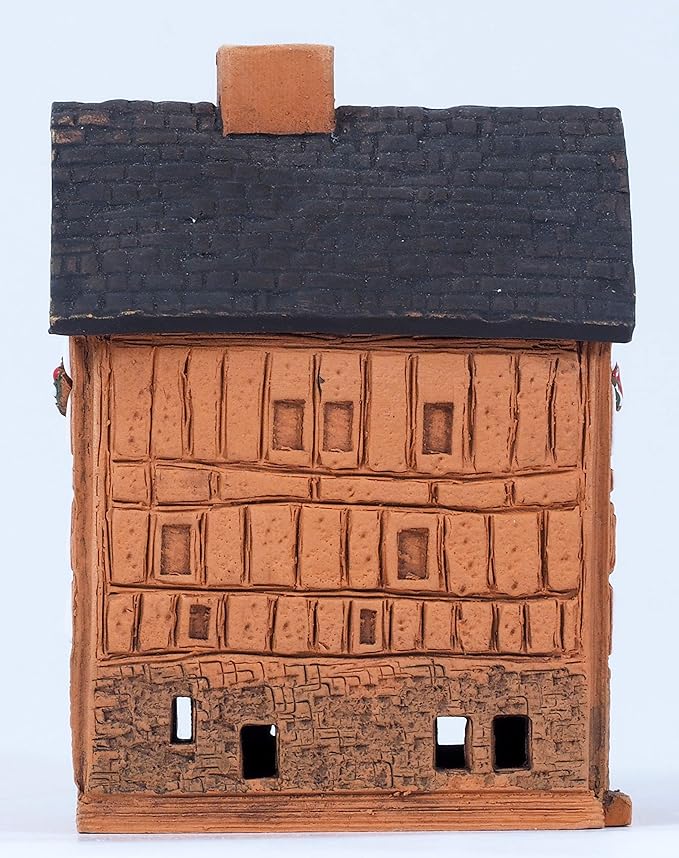 Ceramic Houses Collection - Collectible Handmade Miniature of Creperie in Mont St. Michel, France - Cone Incense Holder R325