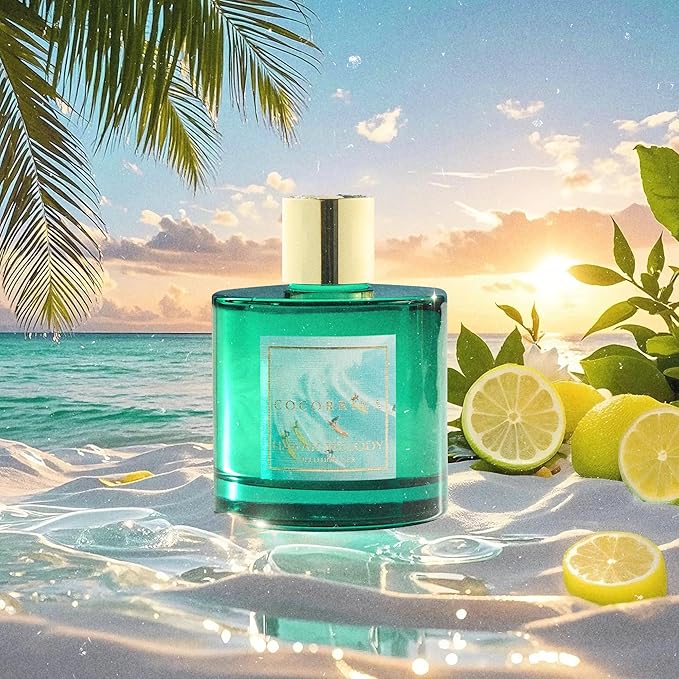 COCORRÍNA Reed Diffuser - Hawaii Melody 6.7 Fl.oz Reed Diffuser Set with 8 Sticks & Preserved Baby's Breath, Reed Diffuser for Home Bathroom Shelf Decor