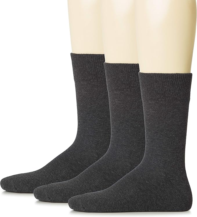 Hugh Ugoli Mens Cotton Dress Socks, Plain Colors, Regular Fit, Crew, Casual Socks, Shoe Size 6 to 15 (3 Pack)