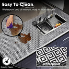 Drawer and Shelf Liner, Non-Slip Kitchen Cabinet Liners Non-Adhesive Thick Strong Grip Waterproof Washable Mats Protect Dresser Shelves Cupboard Bathroom Cabinets, Black & White, 24 in X 30 FT