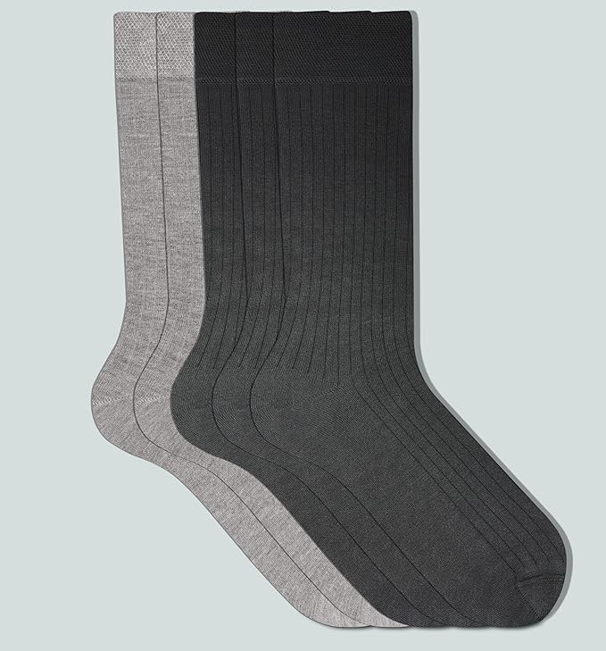 VRD Men’s Dress Socks, Bamboo 5-Pack Mens Socks, Mid Calf Length, Crew Socks Gift for Men Shoe Size 8-13