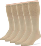 7BIGSTARS KINGDOM Khaki Diabetic Men's Mid-Calf Dress Socks - 5 Pack - Cotton