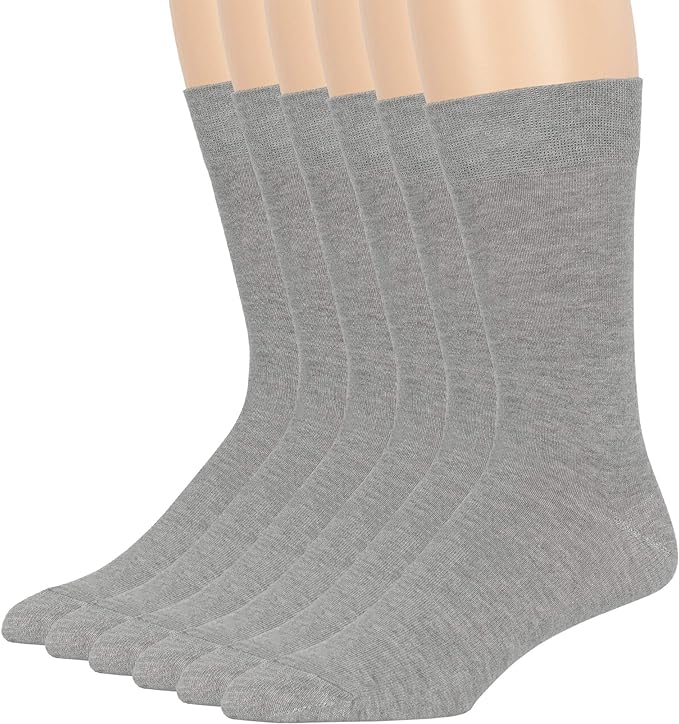 7BigStars Mens Dress Socks – 6 Pairs Crew, Soft Stay Up, Cotton Comfort for Business, Office, Big and Tall, Breathable