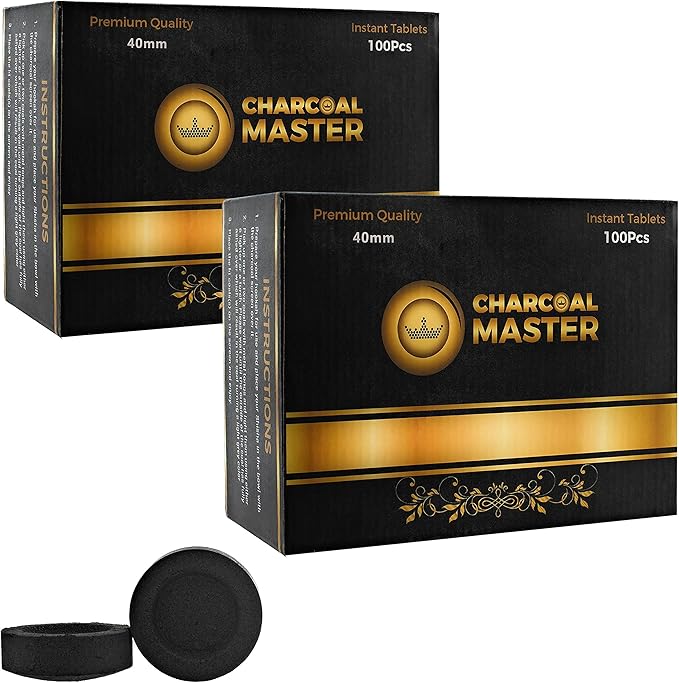 Coal Instant Light – Incense Instant Coal Disks – Coal Tablets – Charcoal Disks – Set of 200 Coals – 40 mm Quick Light Charcoal Briquettes – Natural Coal Disks – Slow Burn and Low Smoke (200)
