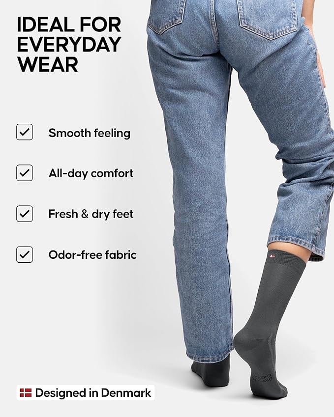 DANISH ENDURANCE Viscose Dress Socks, Premium, Soft, Breathable, Dress Socks for Men & Women, Unisex, 6-Pack