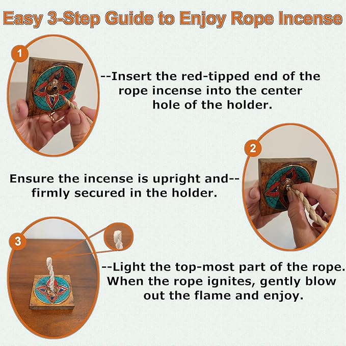 Handmade Tibetan Incense Gift Set – 150 pcs Incense Variety Pack: Frankincense, Patchouli, Sandalwood, Rose, Amitabha Buddha, Incense Holder, 4 Rope Bundles and 1 Stick Bundle