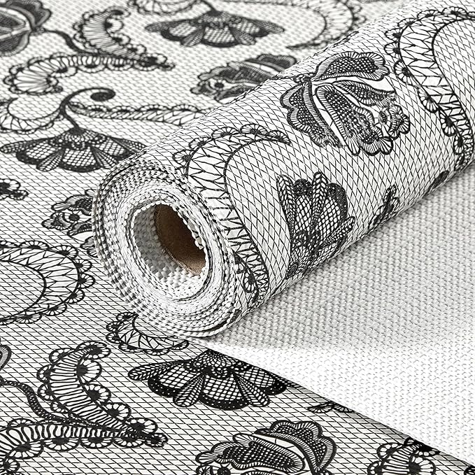Drawer and Shelf Liner, Non-Slip Kitchen Cabinet Liners Non-Adhesive Thick Strong Grip Waterproof Washable Mats Protect Dresser Shelves Cupboard Bathroom Cabinets, Boho: Floral, 12 in X 20 FT