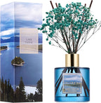 COCORRÍNA Reed Diffuser - Lake Tahoe 6.7 Fl.oz Reed Diffuser Set with 8 Sticks & Preserved Baby's Breath, Reed Diffuser for Home Bathroom Shelf Decor