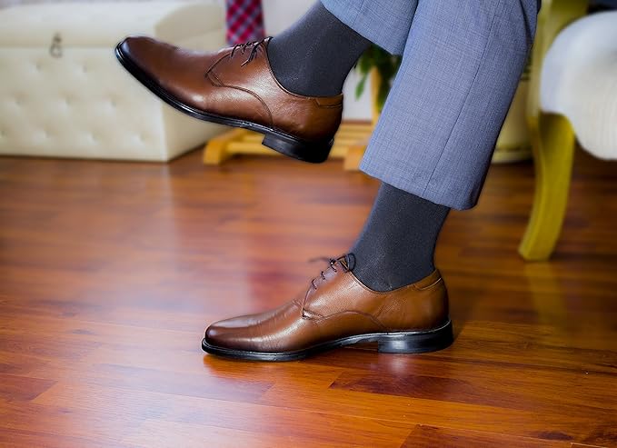Hugh Ugoli Men's Bamboo Dress Socks for Business & Trouser, Thin & Seamless Crew Socks, 4 Pairs with Gift Box, Shoe Size 8-12