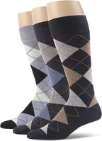 Men’s Argyle Dress Socks, Combed Cotton, Pack of 3