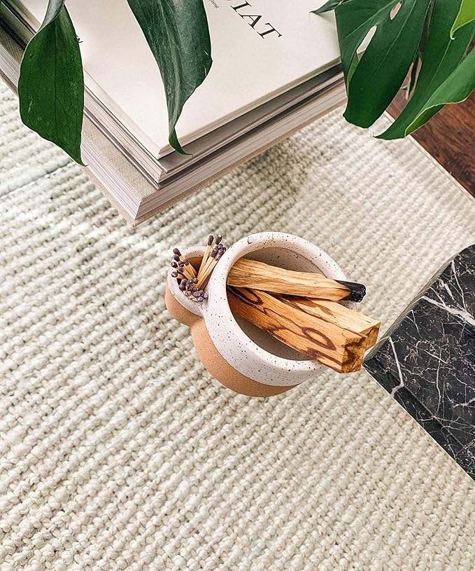 Bursera Terracotta Ceramic Bowl, Tree Planted with Every Order, Decorative Bowl with Side Slot for Matches, Smudging Burn Bowl for Sage, Palo Santo, Matchstick Holder, Form for Candles