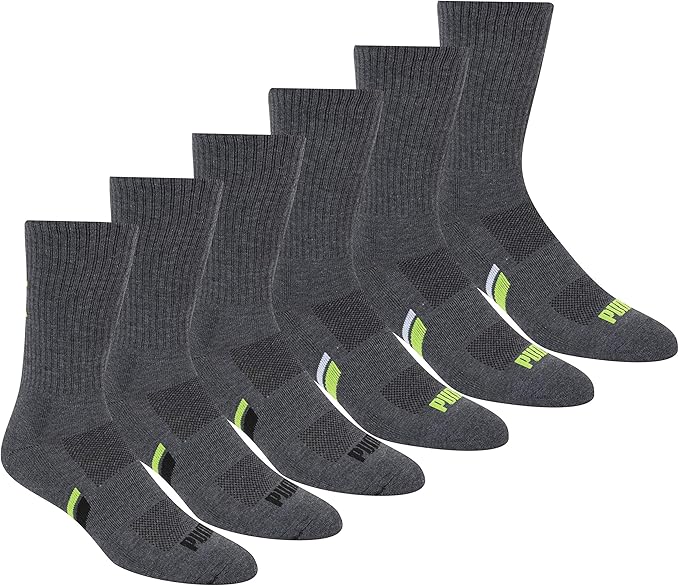 PUMA mens 6 Pack Crew Socks