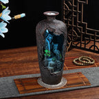Mountain Waterfall Incense Burner Backflow Incense Burner Incense Fountain Smoke Waterfall with 20 Backflow Incense Cones，Tweezer，Mat (Vase Shape)