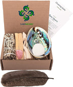 Spiritual Items - Yerba Santa Smudge Stick ~ Abalone Shell for Smudging ~ Palo Santo Sticks ~ 2 inchTripod Stand ~ 8 inch Feather and White Sand