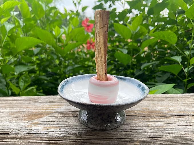 TOBOHU Ceramic Palo Santo Holder and Burner - Incense Stick Burning Bowl for Wood Sticks