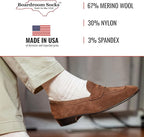 Merino Wool Dress Socks for Men – Over-the-Calf, Ribbed Wool Dress Socks for Size 8-12 – Breathable, Reinforced Heel and Toe