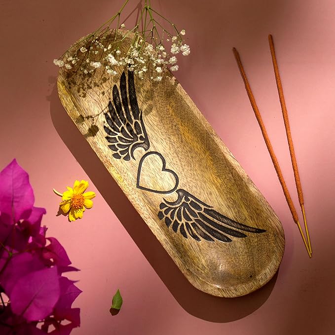 raajsee Incense Holder -Incense Burner Holder –Ash Catcher - Incense Stick Holder - Meditation & Yoga - Great Gift for Any Occasion Size 11x4 inch (Heart Brown)