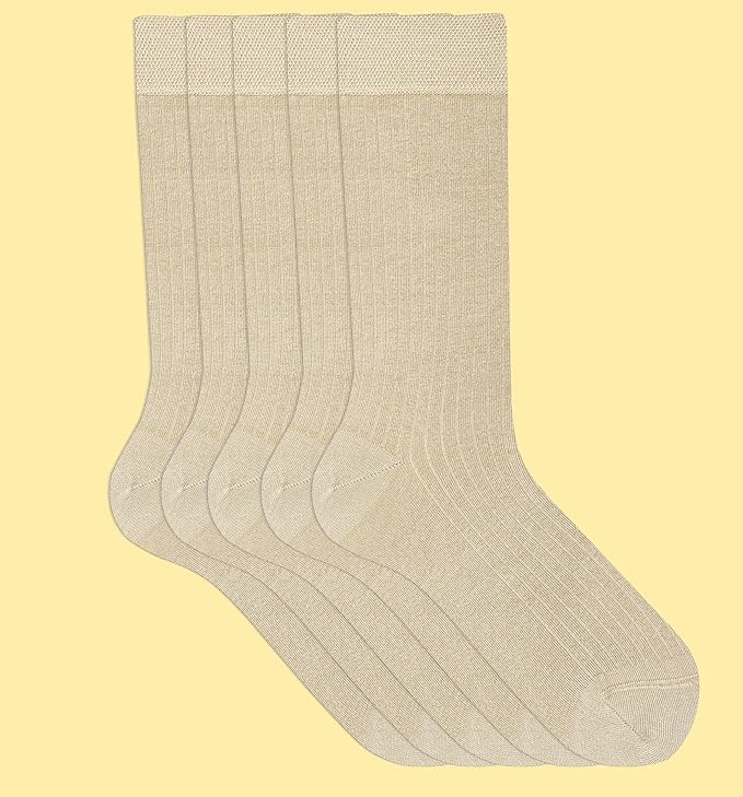 VRD Men’s Dress Socks, Bamboo 5-Pack Mens Socks, Mid Calf Length, Crew Socks Gift for Men Shoe Size 8-13