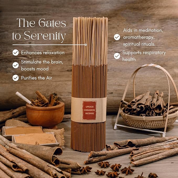 Organic-Natural-Non-Toxic-Cinnamon-Incense-Sticks (86 Agarbatti Sticks) | 75 Minutes Long Lasting Burn for Positive Vibes, Relaxation, Aromatherapy, Air Purification, Meditation, Protection