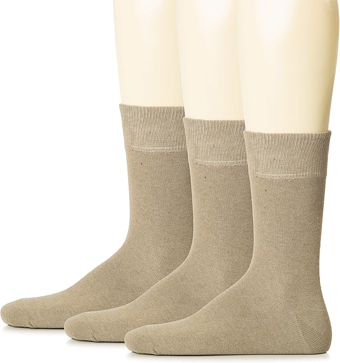 Hugh Ugoli Mens Cotton Dress Socks, Plain Colors, Regular Fit, Crew, Casual Socks, Shoe Size 6 to 15 (3 Pack)