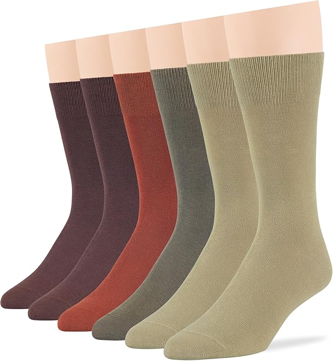 7BigStars Mens Dress Socks – 6 Pairs Crew, Soft Stay Up, Cotton Comfort for Business, Office, Big and Tall, Breathable