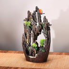 Large Backflow Incense Burner Resin Mountain Waterfall Incense Holder Smoked Fountain Aromatherapy Office Yoga Room Home Decoration