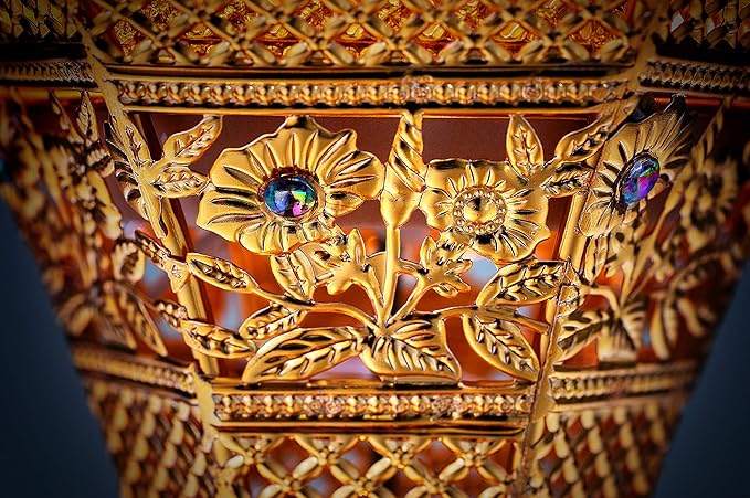 AM Bakhoor Charcoal Incense Burner – Luxury Gold Frankincense Resin Burner for Oud, Bakhoor, Incense Sticks & Cones – Decorative Metal Holder with Removable Lid & Safe Flame Control (Gold)