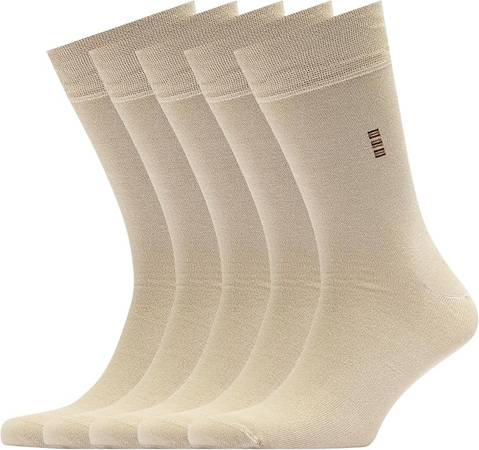 VRD Men’s Dress Socks, Bamboo 5-Pack Mens Socks, Mid Calf Length, Crew Socks Gift for Men Shoe Size 8-13