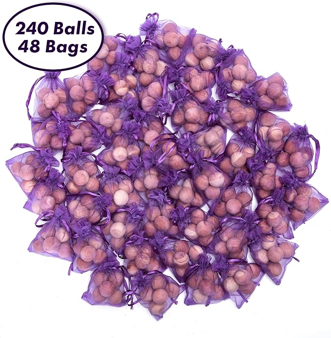 240 Pcs Cedar Balls for Clothes Storages, Home Fragrance Sachets for Closet, Drawer, Dresser, Wardrobe and More, LV-D-CC-3