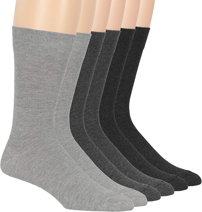 7BigStars Mens Dress Socks – 6 Pairs Crew, Soft Stay Up, Cotton Comfort for Business, Office, Big and Tall, Breathable
