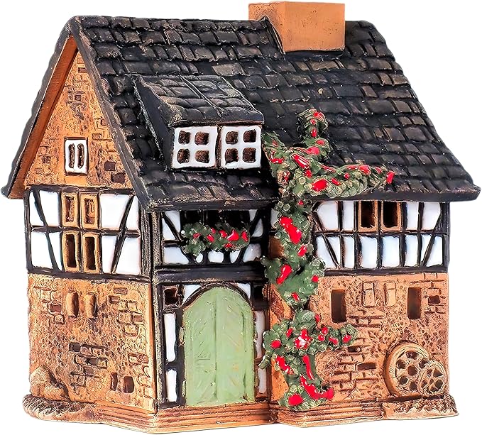 Ceramic Houses Collection - Collectible Miniature of Historic House in Lauterbach Germany - Cone Incense Holder Room Decor - Ceramic Incense Burner S19-5