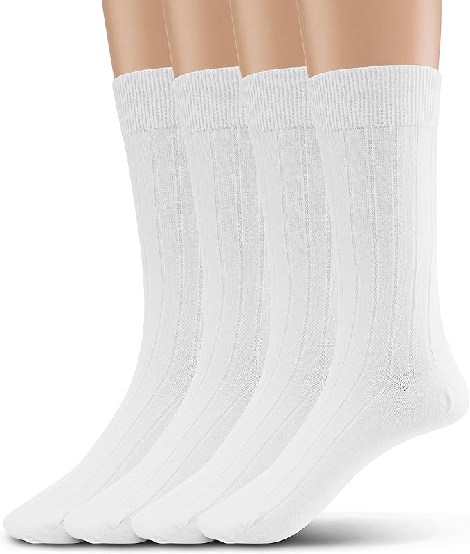 Modal Mens Crew Socks, Formal Mid-Length Dress Calf Socks 2 or 4 Pk