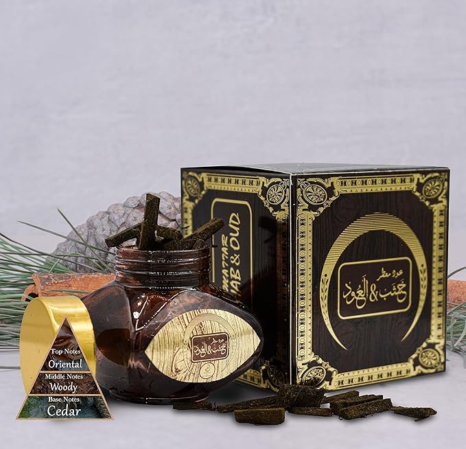 ARABIYAT Oud Wood Incense Charcoal Chips - Agarwood | Oudh Bakhoor Muattar | Arabian Oud Sticks | Inciensos Aromaticos para La Casa | Long Lasting Fragrance | Use for Meditation and Relaxation - 25g