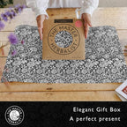 Sandalwood Scented Drawer Liners in a Black William Morris Design. Pack of 5 Folded Sheets | Contains Sandalwood Essential Oil | Made in The UK.