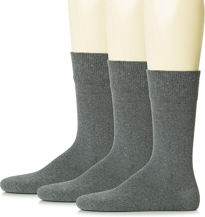 Hugh Ugoli Mens Cotton Dress Socks, Plain Colors, Regular Fit, Crew, Casual Socks, Shoe Size 6 to 15 (3 Pack)